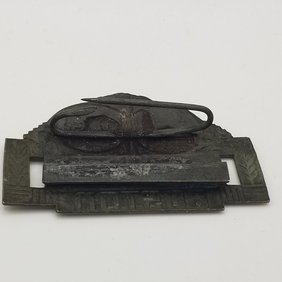 Boston Ma Antique Art Deco Metal Name Tag C Clasp Pin 20s State House 1.5"X1.75" - Picture 7 of 12